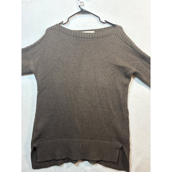 Loft Brown Open Shoulder Knit Sweater Tunic large - Picture 1 of 11